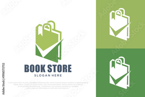 Book Store Logo with Book Bag Icon . vector illustration