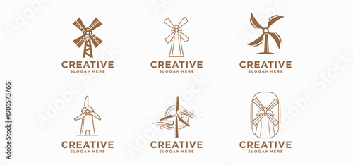 Windmill Logo, Powerful windmill energy logo design.
