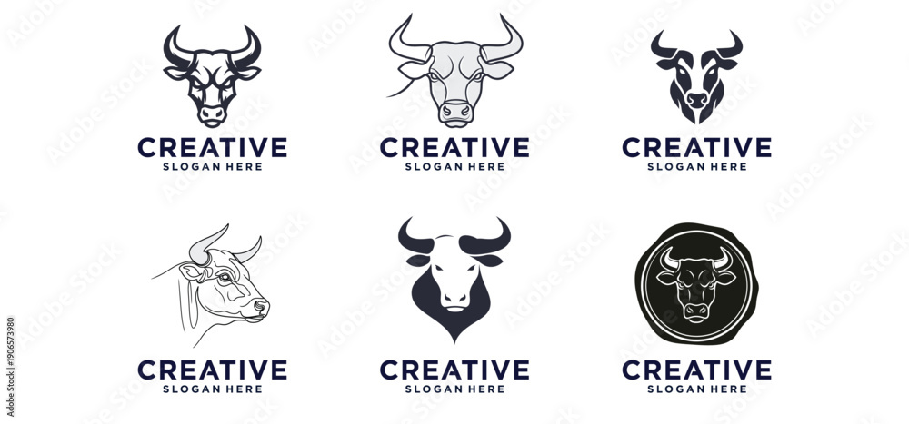 Fototapeta premium Bull Logo, Symbol of Strength with a Solid Bull Concept.