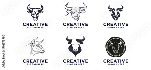 Bull Logo, Symbol of Strength with a Solid Bull Concept.
