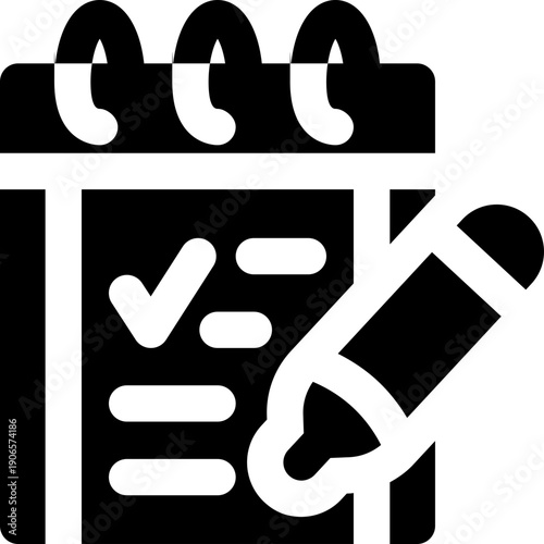 take note glyph icon. Strong and solid vector icon for websites, mobile interfaces, presentations, and visual branding. High quality and easy to edit.