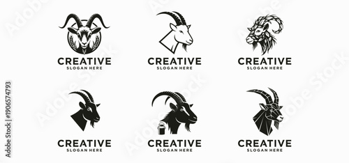 Goat Farm Logo, Modern Goat Farm Agriculture Symbol Logo