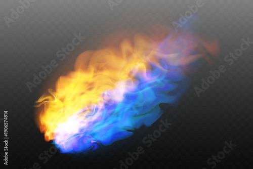 Burning magic ignition burst with light trails