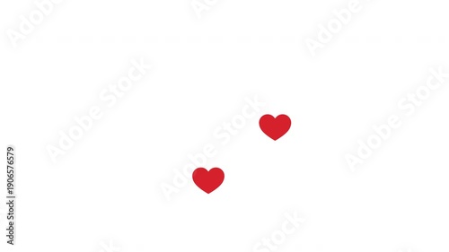 Flying and bursting hearts in a flat style, love. 2D animation on transparent background, 4K stock footage