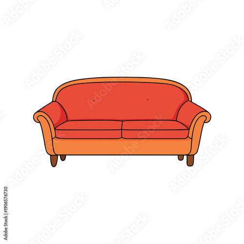 Red and orange sofa furniture on white background Memorial Day set
