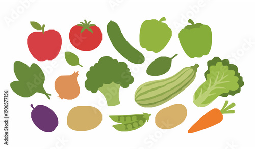 SEO-Friendly Title
Juicy Cartoon Green Fruits and Vegetables Vector Set for Healthy Cooking Food Design