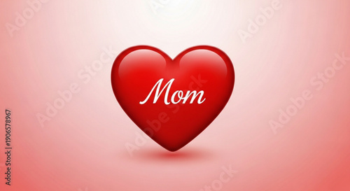 Mother's day heart symbol with 'mom' text on pink background love and care concept