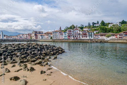 фотографія View of Saint Jean de Luz Harbor and Traditional Basque Houses, France