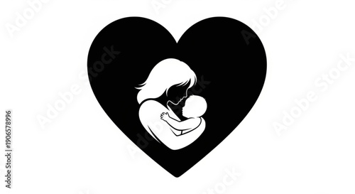 Heartwarming illustration of mother holding baby in heart symbol love and care concept