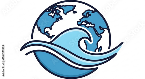 Earth with wave ocean and globe symbolizing climate change and environmental protection eco friendly concept