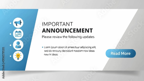 Important announcement banner with essential information and call to action button.