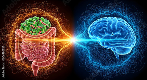 Gut brain connection illustrating the intricate relationship between intestines and cognitive function