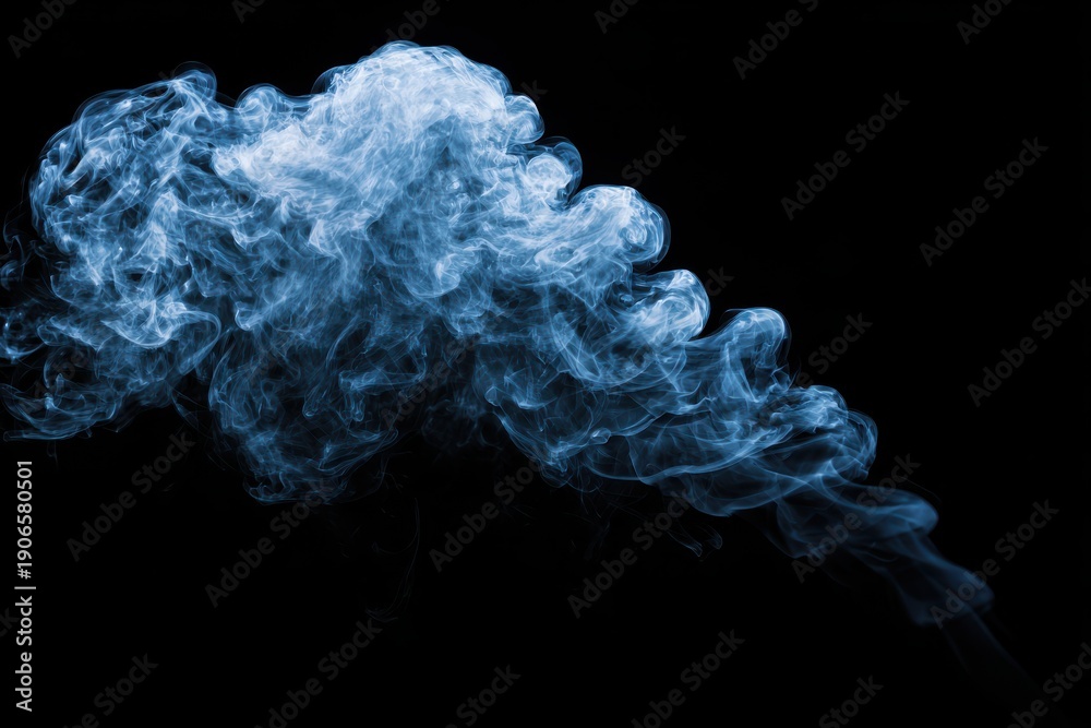 Obraz premium Smoke from incense burner creating a cloud shape suitable for text, dark background