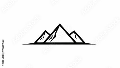 Minimalist mountain range vector icon design with abstract peaks and clean lines.