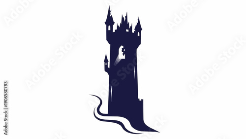 Silhouette of a Towering Castle Illustration.