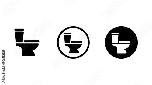 Toilet icons in different styles and backgrounds for design use