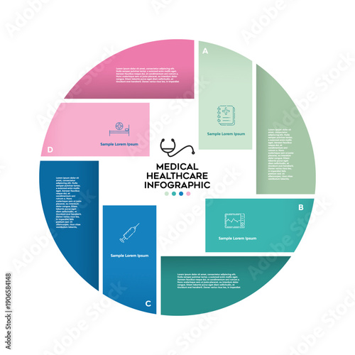 Vector plus infographic, medical diagram, healthcare graph, hospital presentation, emergency chart. Medicine doctor logo. Concept with 4 options, parts, steps, processes.