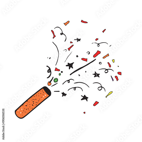 party confetti popper doodle vector icon