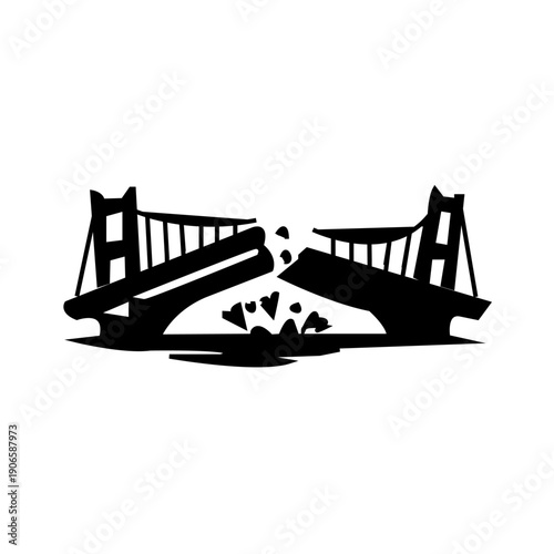  bridge damaged silhouette icon design template