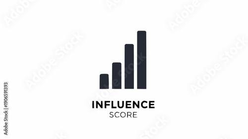 Foto Influence score graph icon design.