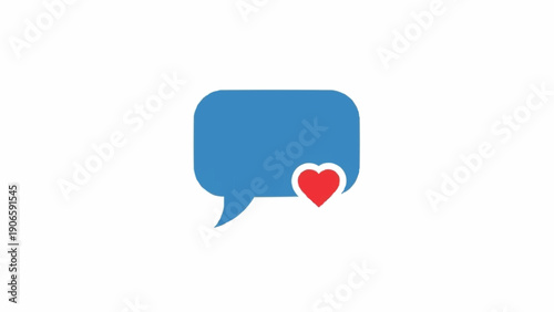 Tableau sur toile Blue speech bubble with heart.