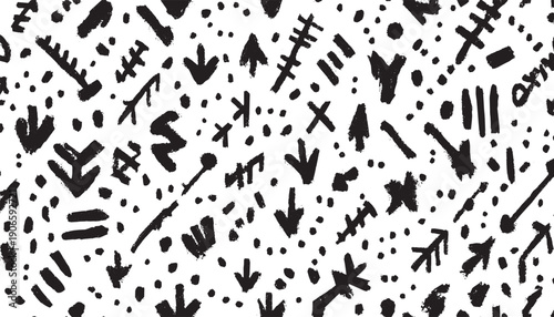 Frantic arrows, dashed lines, and chaotic scribbles on a white background. Vector format.