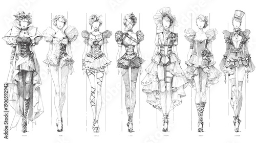 Carnival Costume Design Sketch Fashion Collection