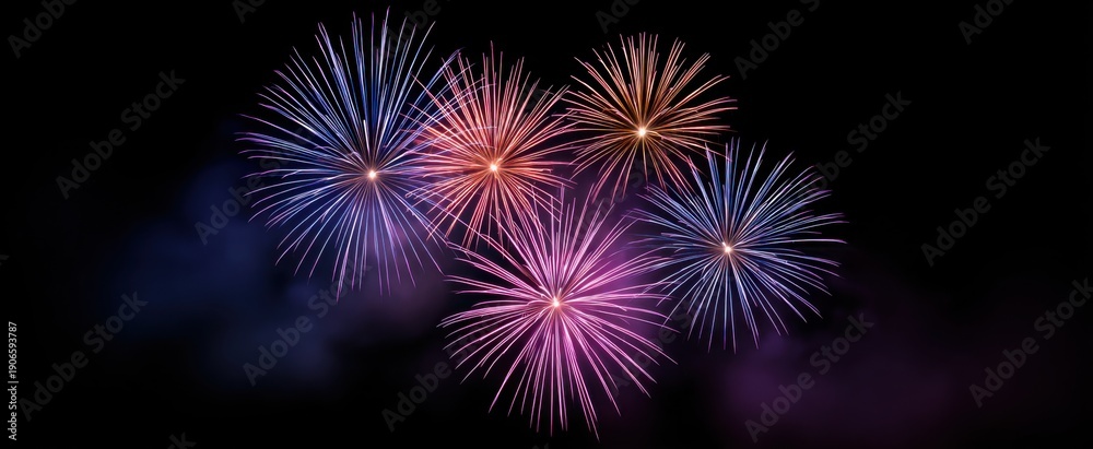 Fototapeta premium colorful fireworks transform the night sky into a cosmic celebration of vibrant bursts