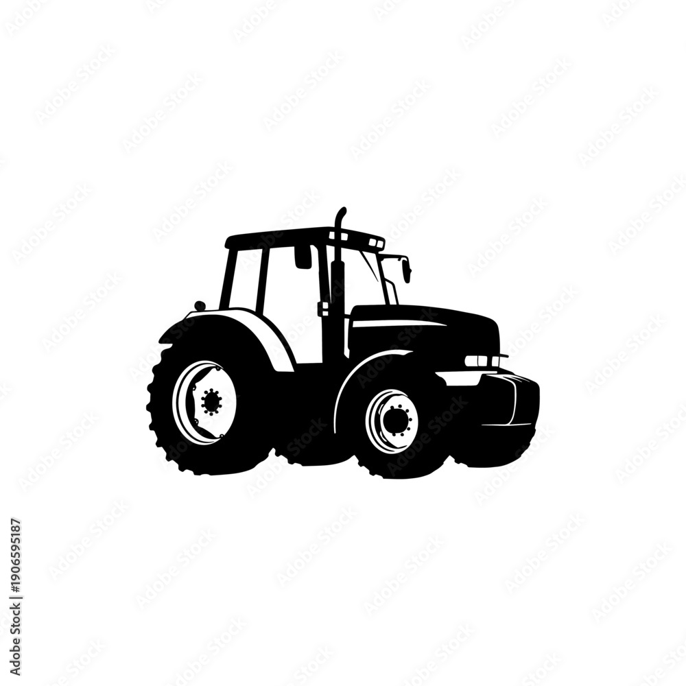 Naklejka premium Farm Tractor Machine Silhouette Icon Vector