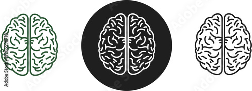 Human brain icons set, creative mind and intelligence symbols, neuroscience and psychology vector illustration collection, minimal brain logo design