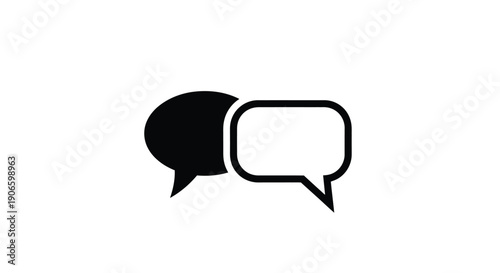 Two overlapping speech bubbles a simple black and white icon