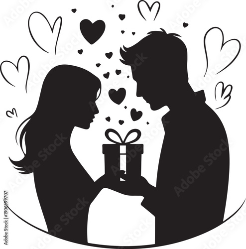 Joyful Lady Unwrapping Present – Festive Surprise Vector Illustration