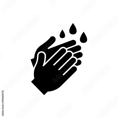 Hand washing icon with water drops