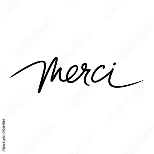 Merci handwritten calligraphy lettering on white background