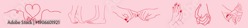 Romantic Hand Gestures Line Art — Intimate Couple Hand Positions Expressing Love, Tender Touch, Emotional Connection and Physical Closeness for Valentine’s Day