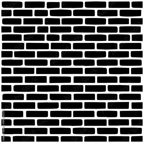 Seamless flemish bond brick pattern with alternating headers in black and white for graphic design