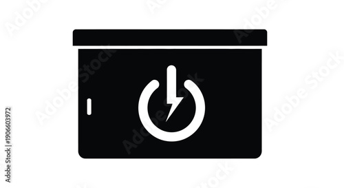Simple black icon displaying a power button with a lightning bolt