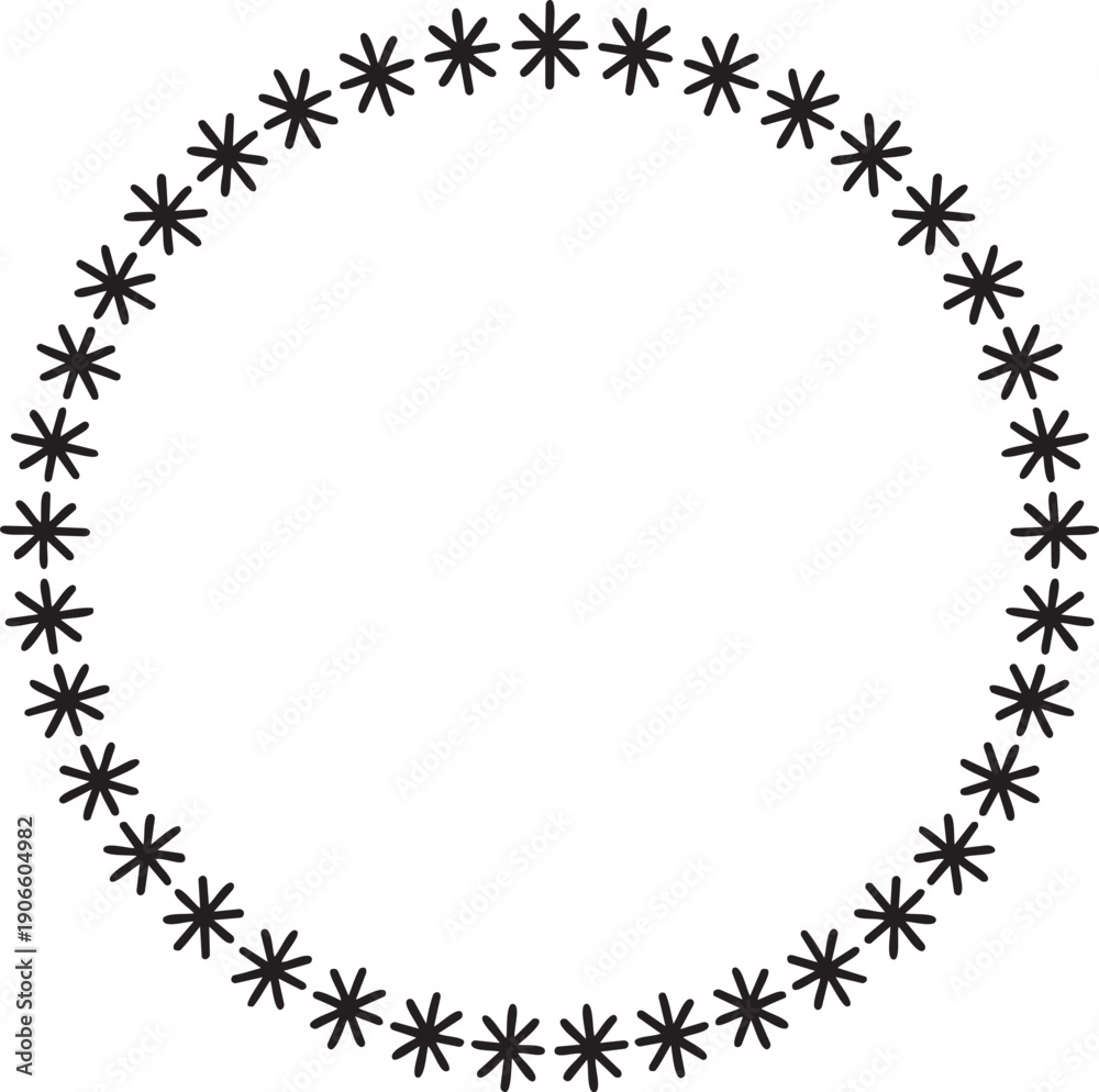 Obraz premium Celestial round border composed of small stars vector illustration for magical and award designs