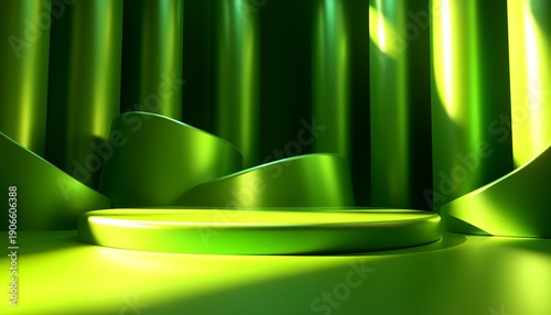 Minimalist Display Stand with Abstract Geometry and Gradient Lighting for Elegant Product Showcase