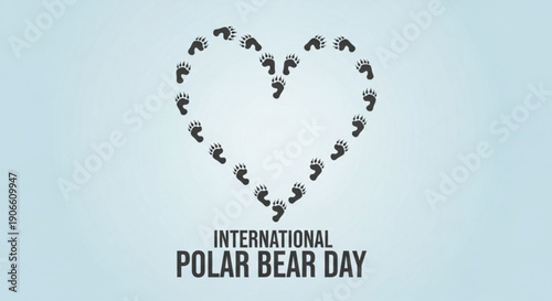 Heart shaped polar bears celebrate international polar bear day on light blue background