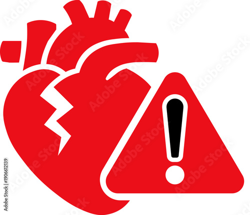 Heart Attack Warning and Cardiac Emergency Alert Icon