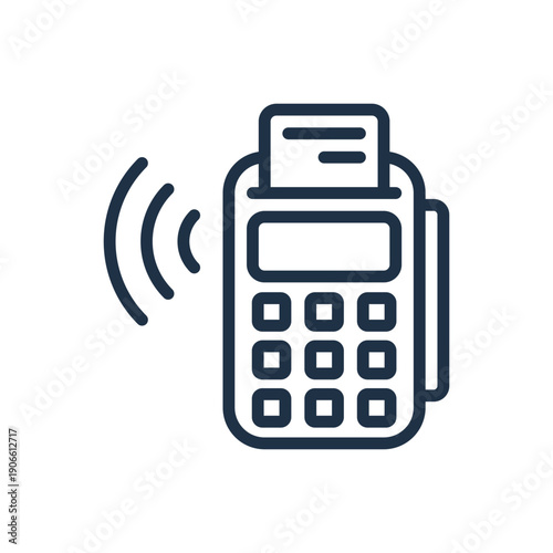 Contactless Payment Terminal Icon. POS Machine Outline Vector.