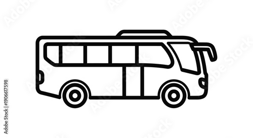 Simple black and white line drawing of a passenger bus vehicle