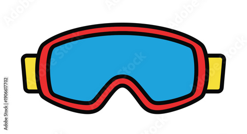 Colorful ski goggles illustration with a simple cartoonish design