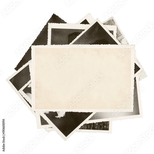 Stack of Old Photos Isolated on White and Png Transparent Background