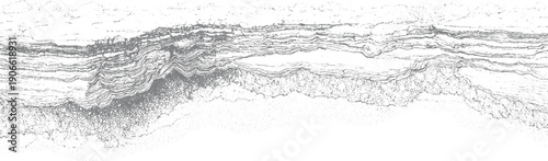 Abstract grey and white textured layers with stippled patterns and wavy lines