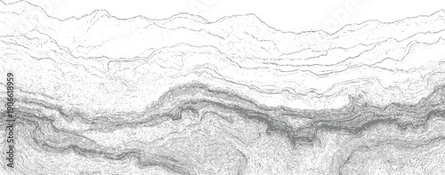 Abstract topographic contour lines and dot pattern in shades of gray and white texture