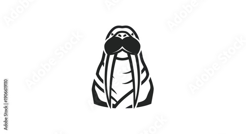 Stylized Walrus Icon, Tribal Tattoo Design, Marine Mammal Illustration