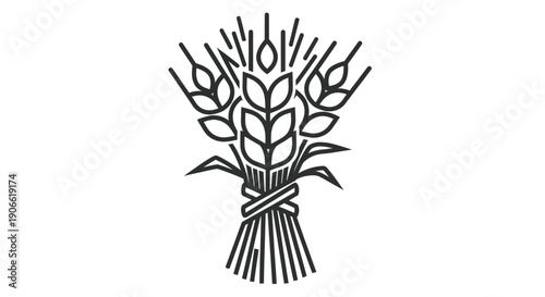Stylized Wheat Sheaf Icon Vector - Agricultural Symbol