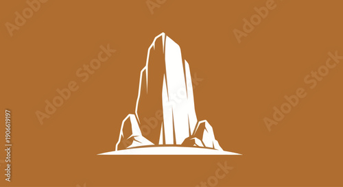 Stylized White Rock Formation on Brown Background